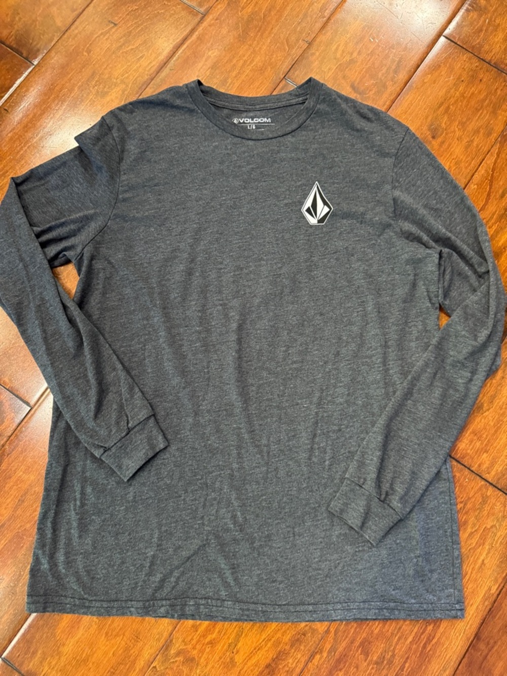 Men’s L Volcom Dark Gray Long Sleeve Tee with White Back Logo